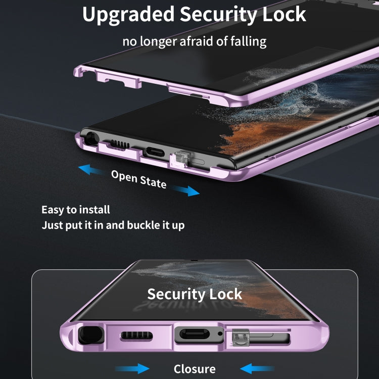 HD Full Cover Magnetic Metal Tempered Glass Phone Case, For Samsung Galaxy S23 5G, For Samsung Galaxy S23+ 5G, For Samsung Galaxy S23 Ultra 5G