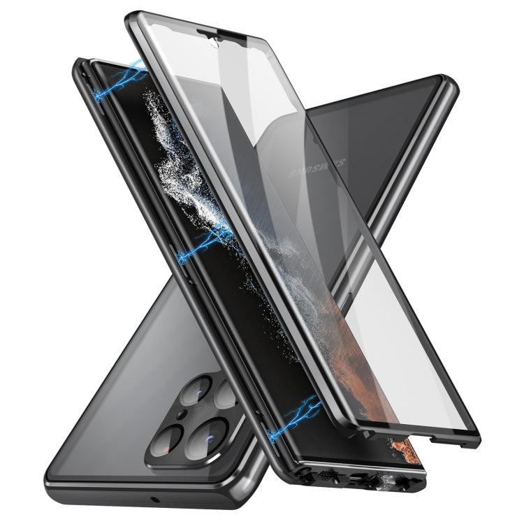 HD Full Cover Magnetic Metal Tempered Glass Phone Case, For Samsung Galaxy S23 5G, For Samsung Galaxy S23+ 5G, For Samsung Galaxy S23 Ultra 5G