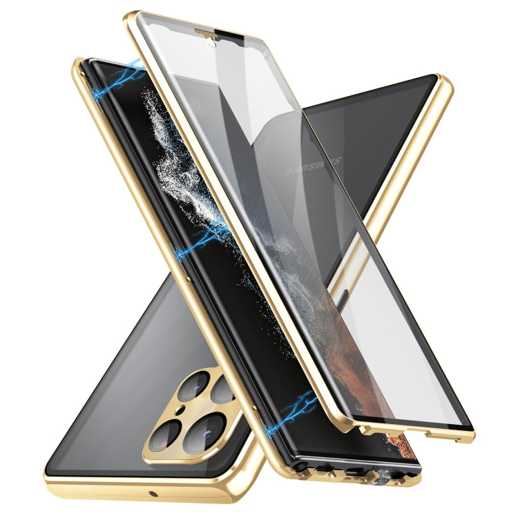 HD Full Cover Magnetic Metal Tempered Glass Phone Case, For Samsung Galaxy S23 5G, For Samsung Galaxy S23+ 5G, For Samsung Galaxy S23 Ultra 5G