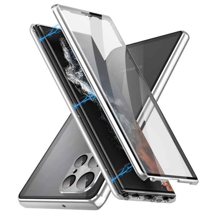 HD Full Cover Magnetic Metal Tempered Glass Phone Case, For Samsung Galaxy S23 5G, For Samsung Galaxy S23+ 5G, For Samsung Galaxy S23 Ultra 5G