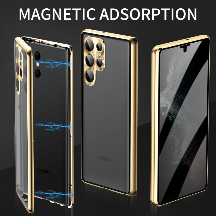Privacy Full Cover Magnetic Metal Tempered Glass Phone Case, For Samsung Galaxy S23 5G, For Samsung Galaxy S23+ 5G, For Samsung Galaxy S23 Ultra 5G