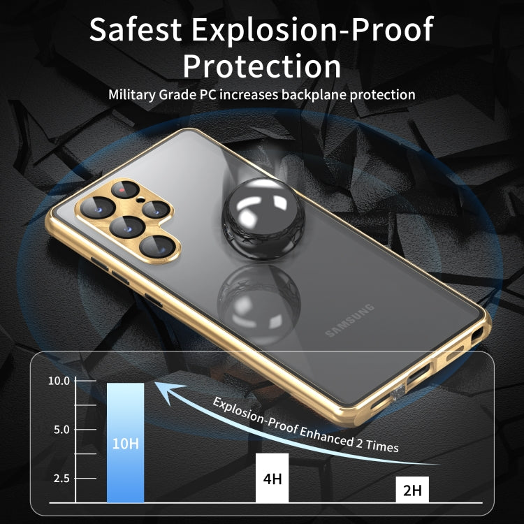 Privacy Full Cover Magnetic Metal Tempered Glass Phone Case, For Samsung Galaxy S23 5G, For Samsung Galaxy S23+ 5G, For Samsung Galaxy S23 Ultra 5G