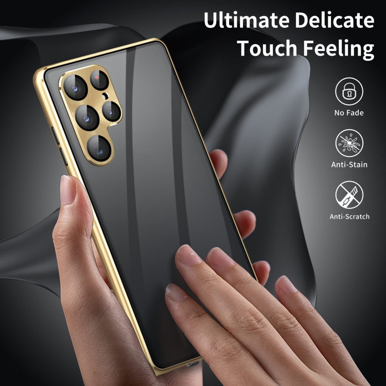 Privacy Full Cover Magnetic Metal Tempered Glass Phone Case, For Samsung Galaxy S23 5G, For Samsung Galaxy S23+ 5G, For Samsung Galaxy S23 Ultra 5G
