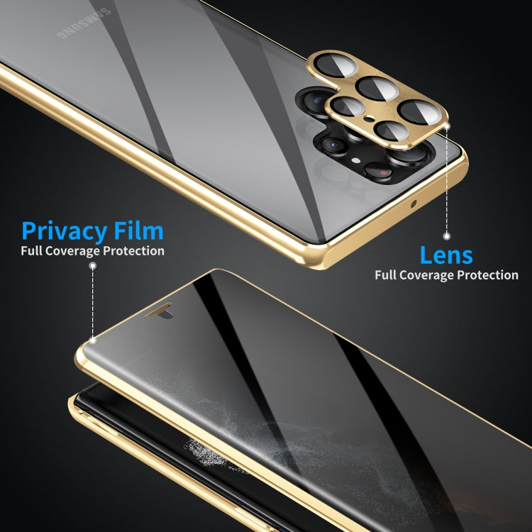 Privacy Full Cover Magnetic Metal Tempered Glass Phone Case, For Samsung Galaxy S23 5G, For Samsung Galaxy S23+ 5G, For Samsung Galaxy S23 Ultra 5G