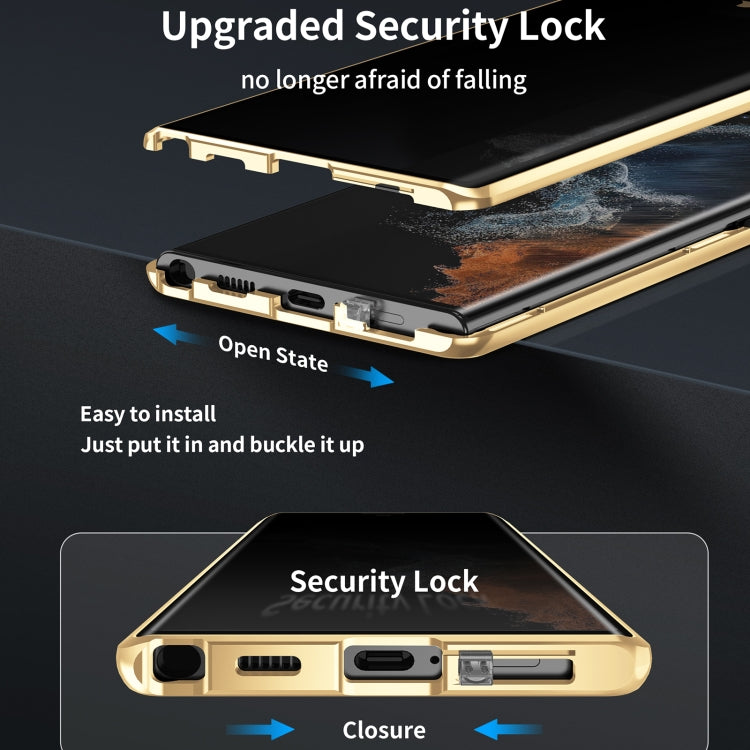 Privacy Full Cover Magnetic Metal Tempered Glass Phone Case, For Samsung Galaxy S23 5G, For Samsung Galaxy S23+ 5G, For Samsung Galaxy S23 Ultra 5G