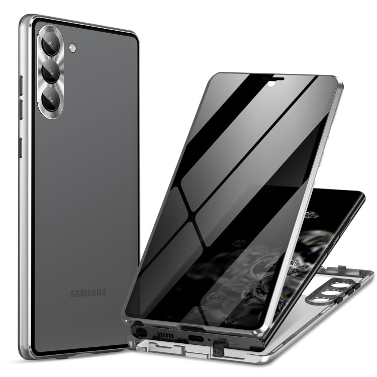 Privacy Full Cover Magnetic Metal Tempered Glass Phone Case, For Samsung Galaxy S23 5G, For Samsung Galaxy S23+ 5G, For Samsung Galaxy S23 Ultra 5G