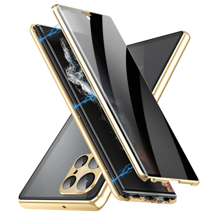 Privacy Full Cover Magnetic Metal Tempered Glass Phone Case, For Samsung Galaxy S23 5G, For Samsung Galaxy S23+ 5G, For Samsung Galaxy S23 Ultra 5G