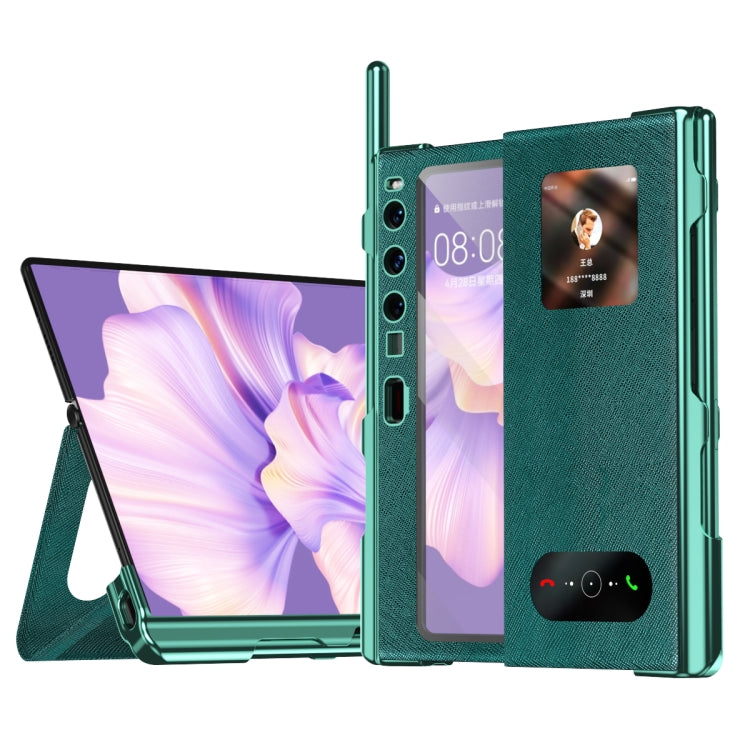 integrated Cross Pattern Electroplating All-inclusive Phone Case with Stand, For Huawei Mate Xs 2