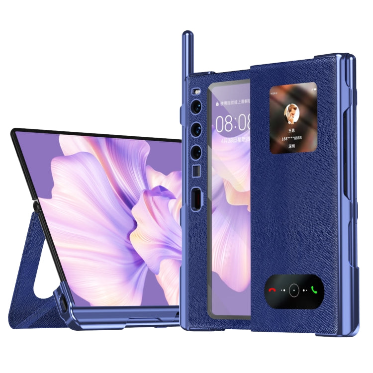 integrated Cross Pattern Electroplating All-inclusive Phone Case with Stand, For Huawei Mate Xs 2