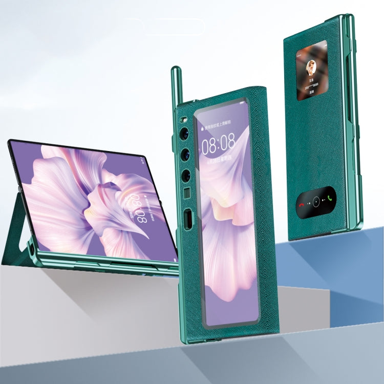 integrated Cross Pattern Electroplating All-inclusive Phone Case with Stand, For Huawei Mate Xs 2