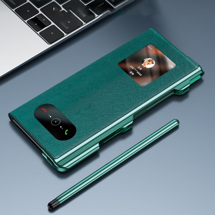 integrated Cross Pattern Electroplating All-inclusive Phone Case with Stand, For Huawei Mate Xs 2