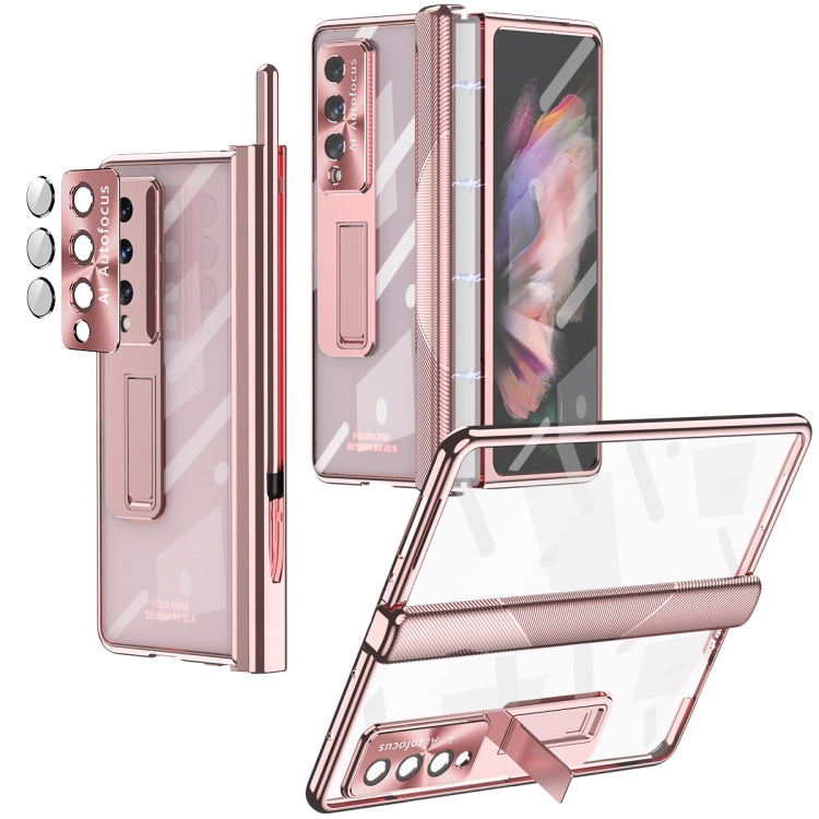 Magnetic Hinges Plating Phone Case with Holder, For Samsung Galaxy Z Fold4 5G