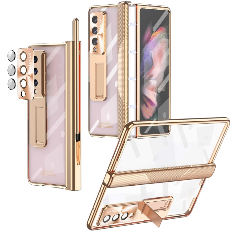 Magnetic Hinges Plating Phone Case with Holder, For Samsung Galaxy Z Fold4 5G