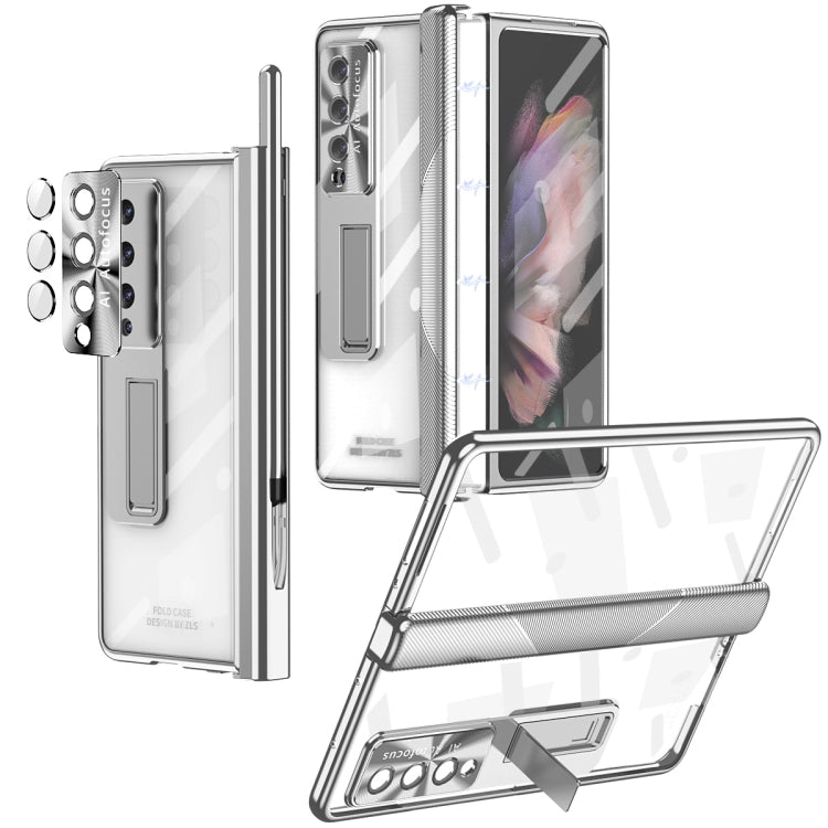 Magnetic Hinges Plating Phone Case with Holder, For Samsung Galaxy Z Fold4 5G