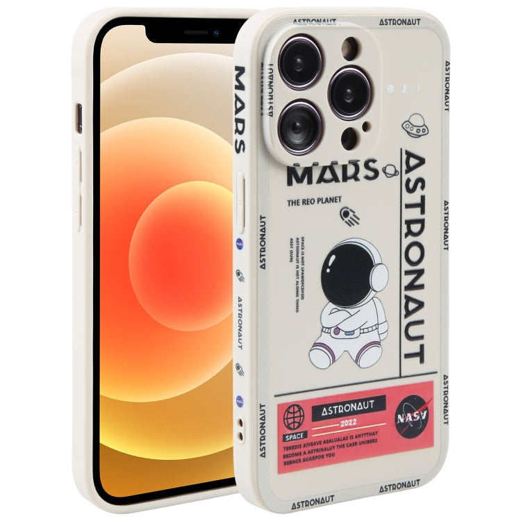 Astronaut Pattern Silicone Straight Edge Phone Case, For iPhone 13 Pro Max, For iPhone 12, For iPhone 12 Pro, For iPhone 12 Pro Max, For iPhone 11, For iPhone 11 Pro