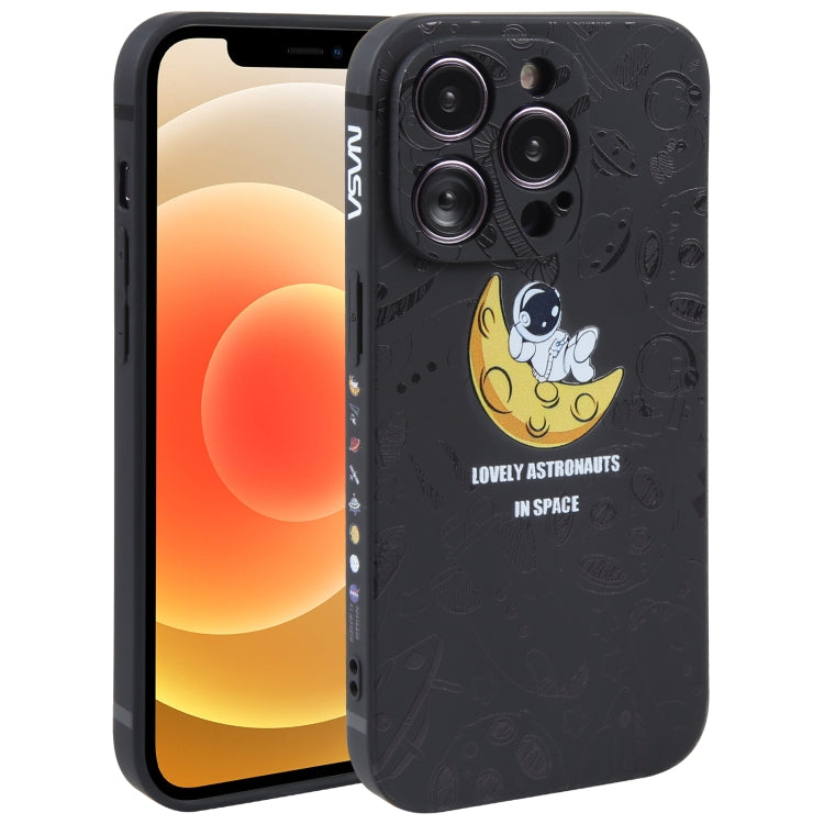 Astronaut Pattern Silicone Straight Edge Phone Case, For iPhone 13 Pro Max, For iPhone 12, For iPhone 12 Pro, For iPhone 12 Pro Max, For iPhone 11, For iPhone 11 Pro
