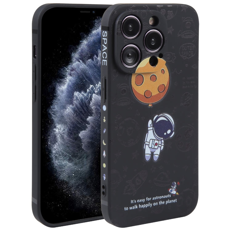 Astronaut Pattern Silicone Straight Edge Phone Case, For iPhone 11 Pro Max, For iPhone X / XS, For iPhone XS Max, For iPhone XR, For iPhone SE 2022 / 2020 / 7 / 8, For iPhone 7 Plus / 8 Plus