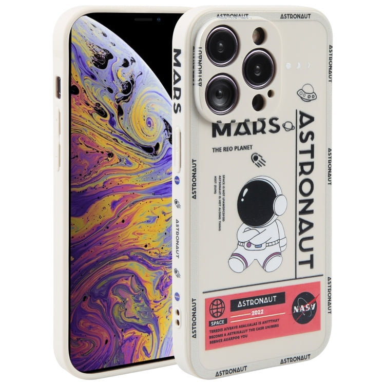 Astronaut Pattern Silicone Straight Edge Phone Case, For iPhone 11 Pro Max, For iPhone X / XS, For iPhone XS Max, For iPhone XR, For iPhone SE 2022 / 2020 / 7 / 8, For iPhone 7 Plus / 8 Plus