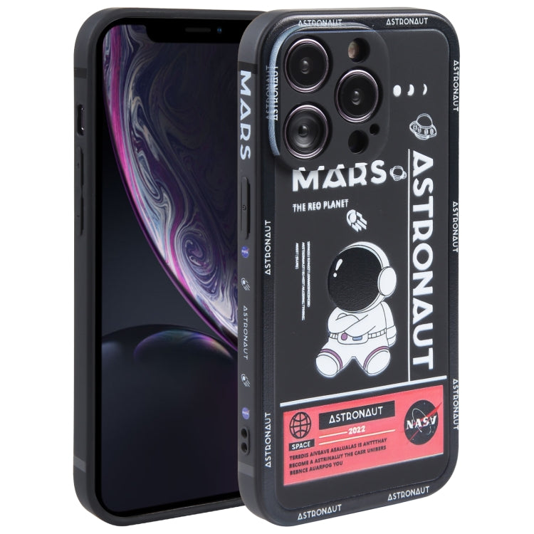 Astronaut Pattern Silicone Straight Edge Phone Case, For iPhone 11 Pro Max, For iPhone X / XS, For iPhone XS Max, For iPhone XR, For iPhone SE 2022 / 2020 / 7 / 8, For iPhone 7 Plus / 8 Plus