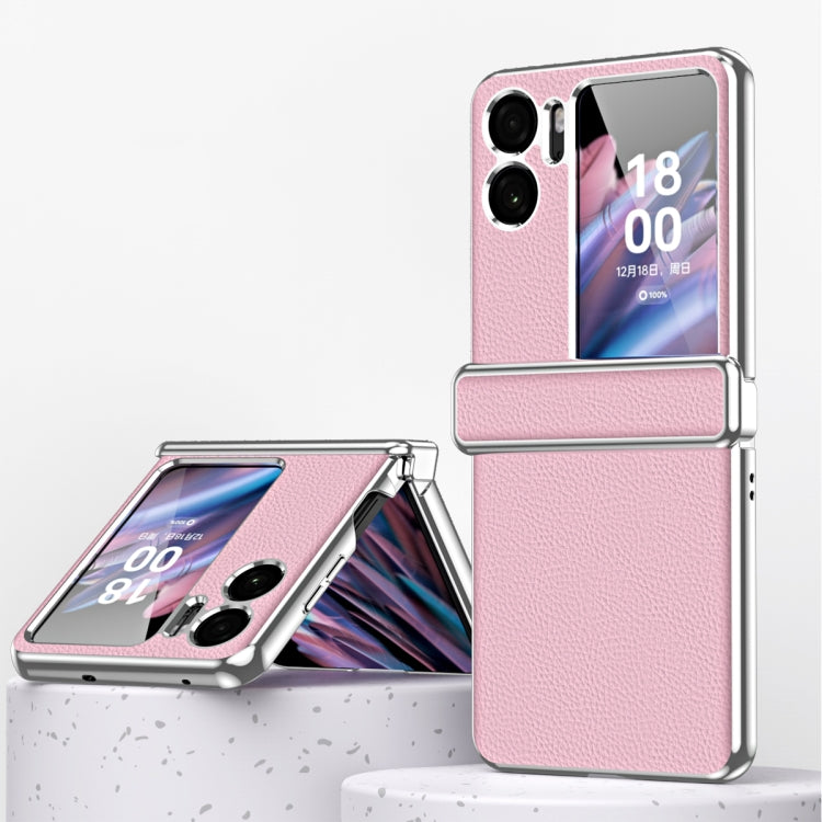 Litchi Pattern Electroplating Frame Magnetic Phone Case, For OPPO Find N2 Flip