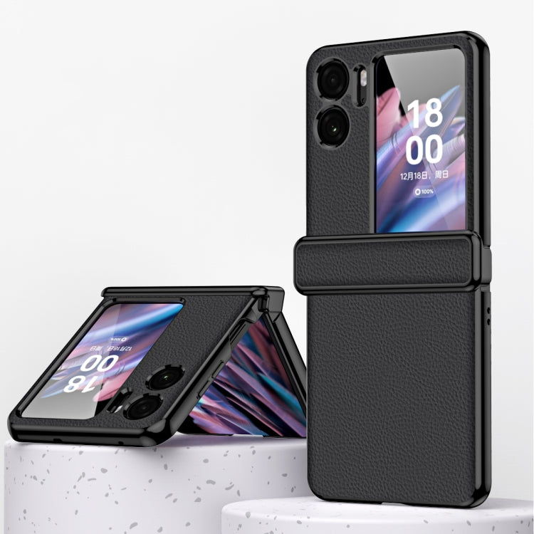 Litchi Pattern Electroplating Frame Magnetic Phone Case, For OPPO Find N2 Flip