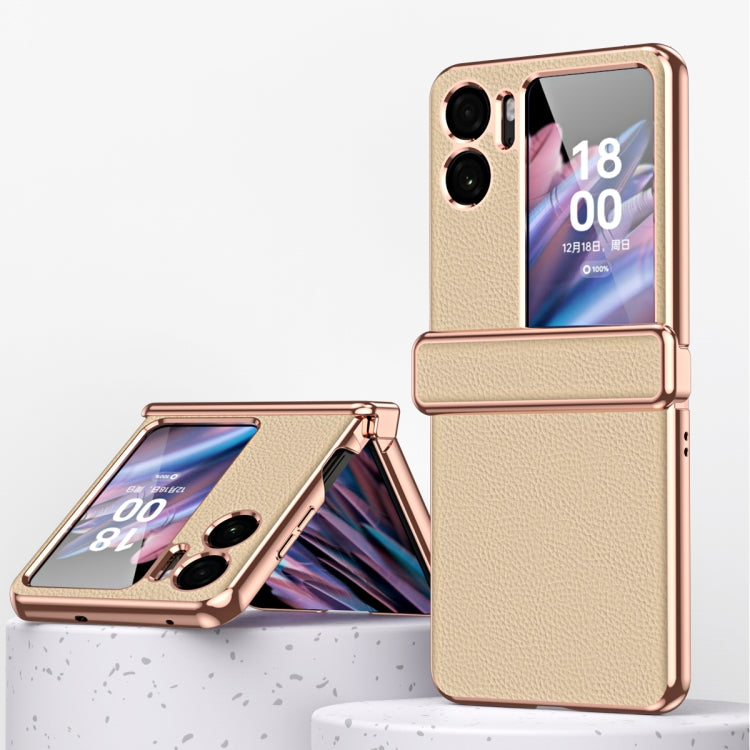 Litchi Pattern Electroplating Frame Magnetic Phone Case, For OPPO Find N2 Flip