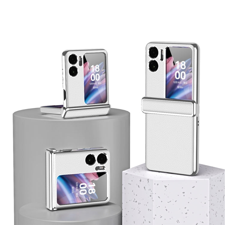 Litchi Pattern Electroplating Frame Magnetic Phone Case, For OPPO Find N2 Flip