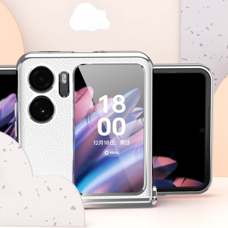 Litchi Pattern Electroplating Frame Magnetic Phone Case, For OPPO Find N2 Flip