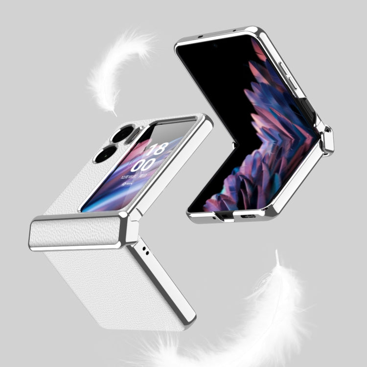 Litchi Pattern Electroplating Frame Magnetic Phone Case, For OPPO Find N2 Flip