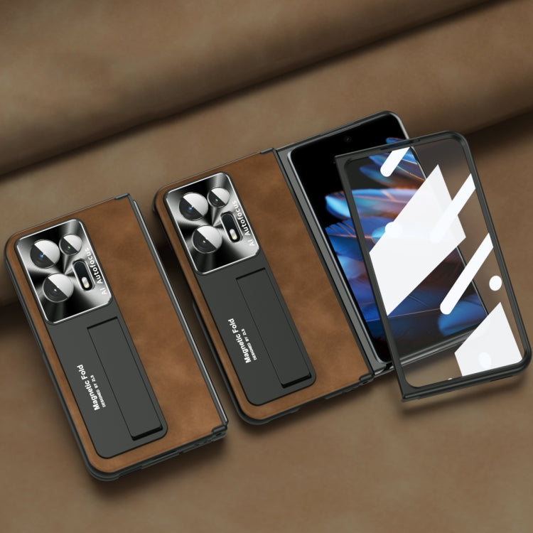 Integrated Napa Pattern All-inclusive Magnetic Phone Case, For OPPO Find N2