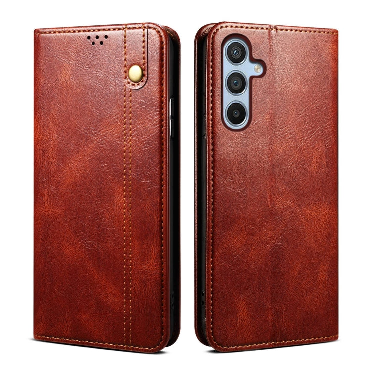 Oil Wax Crazy Horse Texture Leather Phone Case, For Samsung Galaxy M14