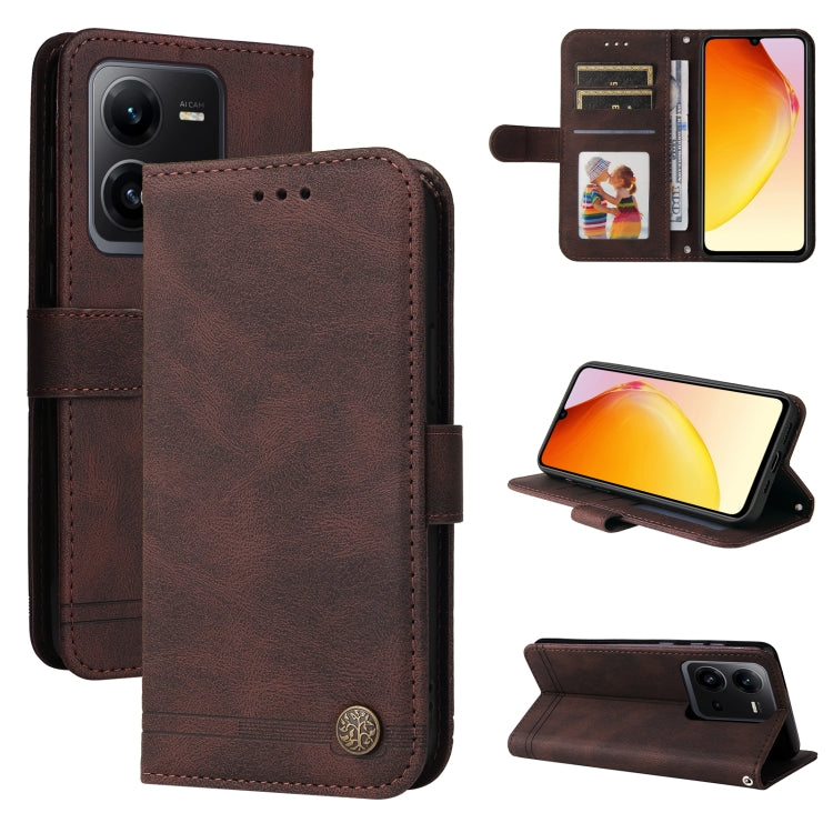 Skin Feel Life Tree Metal Button Leather Phone Case, For vivo V25 5G/V25e 4G, For vivo Y02 4G, For Xiaomi Redmi K60/K60 Pro, For Xiaomi Redmi 11A 4G/12C