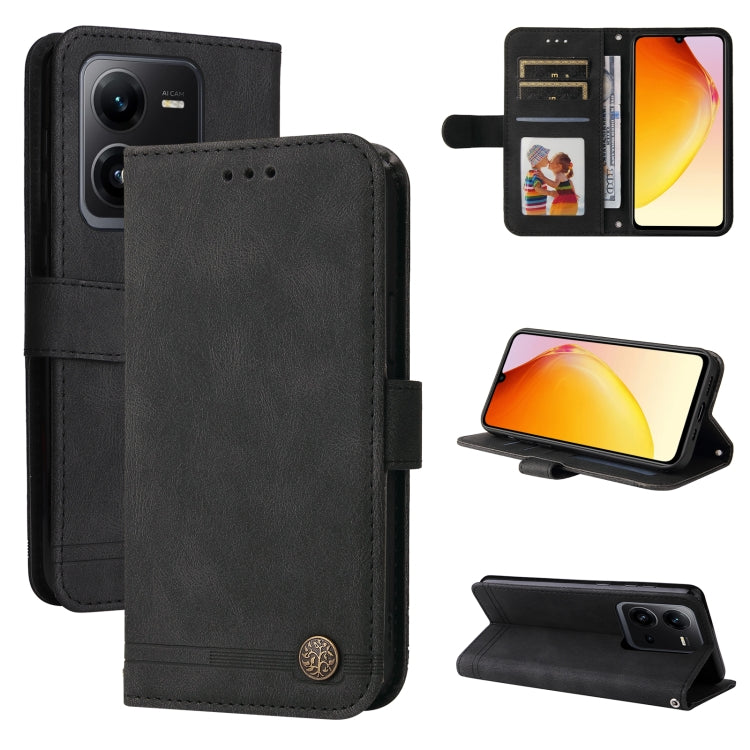 Skin Feel Life Tree Metal Button Leather Phone Case, For vivo V25 5G/V25e 4G, For vivo Y02 4G, For Xiaomi Redmi K60/K60 Pro, For Xiaomi Redmi 11A 4G/12C