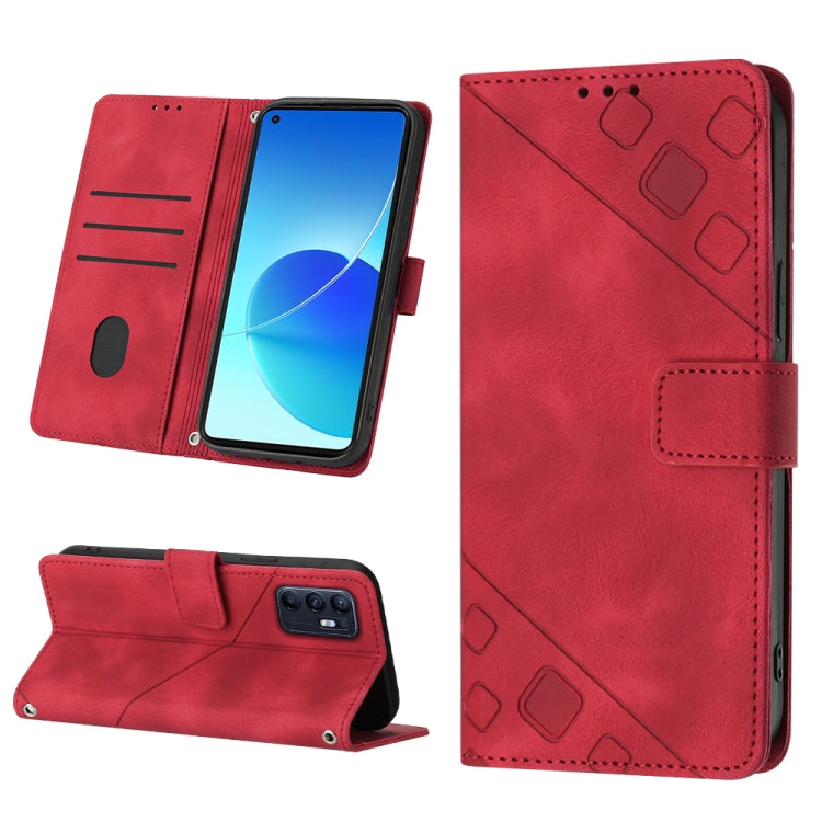 Skin-feel Embossed Leather Phone Case, For OPPO Reno6 5G, For OPPO A9 2020 / A5 2020 / A11X, For OPPO A16 / A54S, For OPPO A16K, For OPPO A57 5G 2022 / Realme V23 / Narzo 50 5G / A77 5G / K10 5G Global / A57 4G / V23i, For OPPO A57E 5G, For OPPO A58 5G...