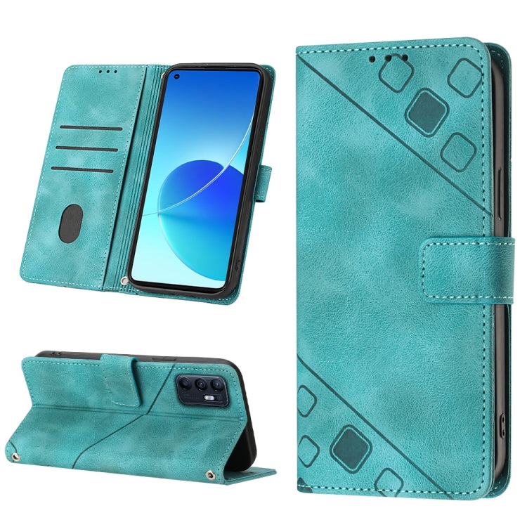 Skin-feel Embossed Leather Phone Case, For OPPO Reno6 5G, For OPPO A9 2020 / A5 2020 / A11X, For OPPO A16 / A54S, For OPPO A16K, For OPPO A57 5G 2022 / Realme V23 / Narzo 50 5G / A77 5G / K10 5G Global / A57 4G / V23i, For OPPO A57E 5G, For OPPO A58 5G...