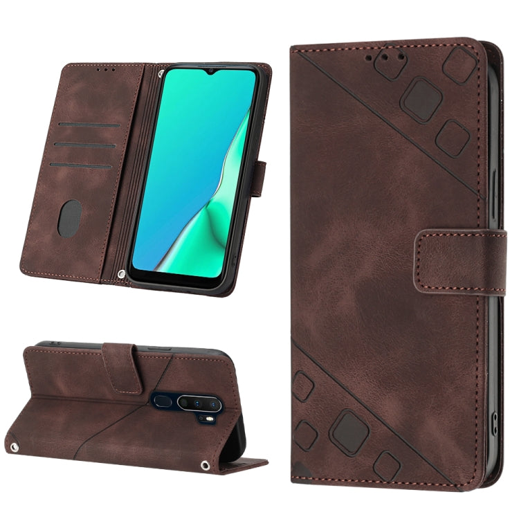 Skin-feel Embossed Leather Phone Case, For OPPO Reno6 5G, For OPPO A9 2020 / A5 2020 / A11X, For OPPO A16 / A54S, For OPPO A16K, For OPPO A57 5G 2022 / Realme V23 / Narzo 50 5G / A77 5G / K10 5G Global / A57 4G / V23i, For OPPO A57E 5G, For OPPO A58 5G...