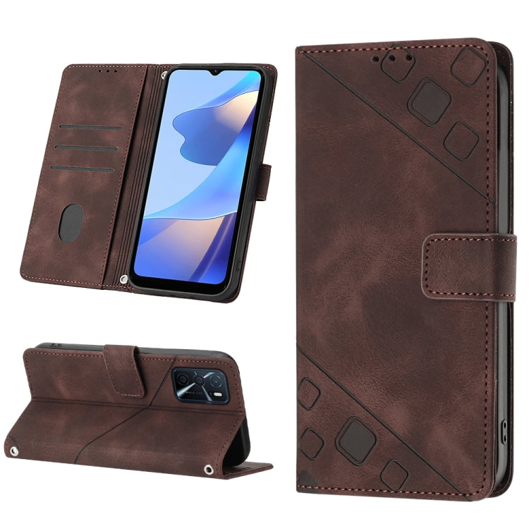 Skin-feel Embossed Leather Phone Case, For OPPO Reno6 5G, For OPPO A9 2020 / A5 2020 / A11X, For OPPO A16 / A54S, For OPPO A16K, For OPPO A57 5G 2022 / Realme V23 / Narzo 50 5G / A77 5G / K10 5G Global / A57 4G / V23i, For OPPO A57E 5G, For OPPO A58 5G...
