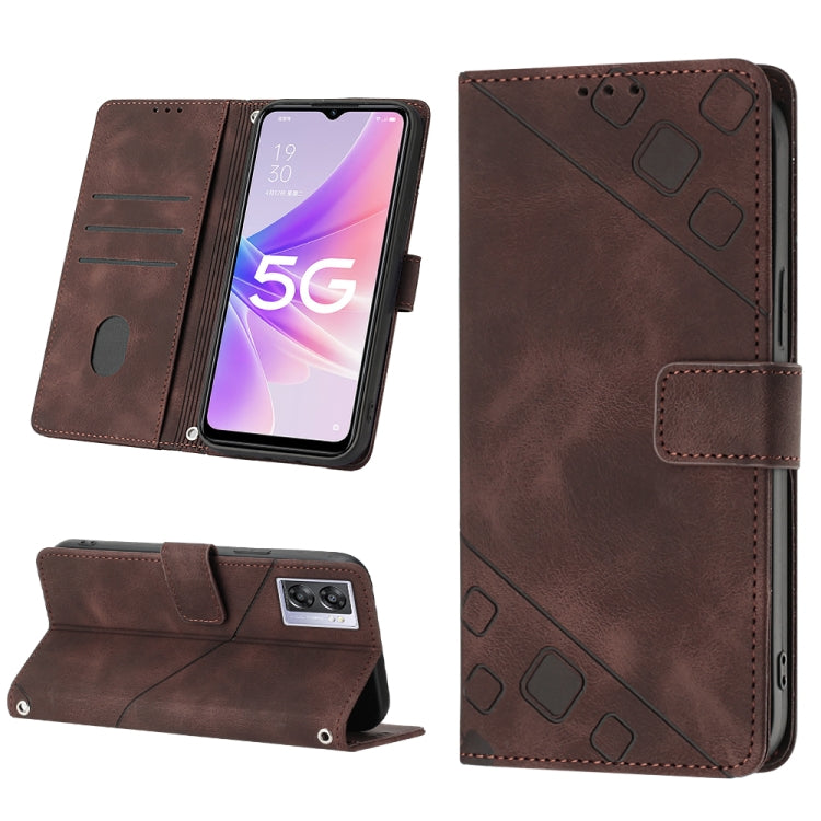 Skin-feel Embossed Leather Phone Case, For OPPO Reno6 5G, For OPPO A9 2020 / A5 2020 / A11X, For OPPO A16 / A54S, For OPPO A16K, For OPPO A57 5G 2022 / Realme V23 / Narzo 50 5G / A77 5G / K10 5G Global / A57 4G / V23i, For OPPO A57E 5G, For OPPO A58 5G...