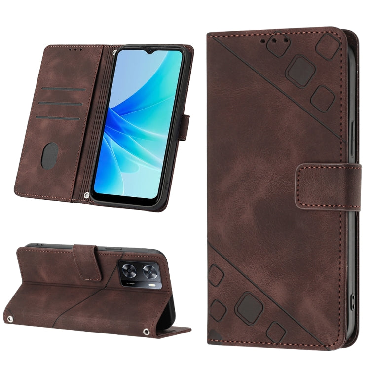 Skin-feel Embossed Leather Phone Case, For OPPO Reno6 5G, For OPPO A9 2020 / A5 2020 / A11X, For OPPO A16 / A54S, For OPPO A16K, For OPPO A57 5G 2022 / Realme V23 / Narzo 50 5G / A77 5G / K10 5G Global / A57 4G / V23i, For OPPO A57E 5G, For OPPO A58 5G...