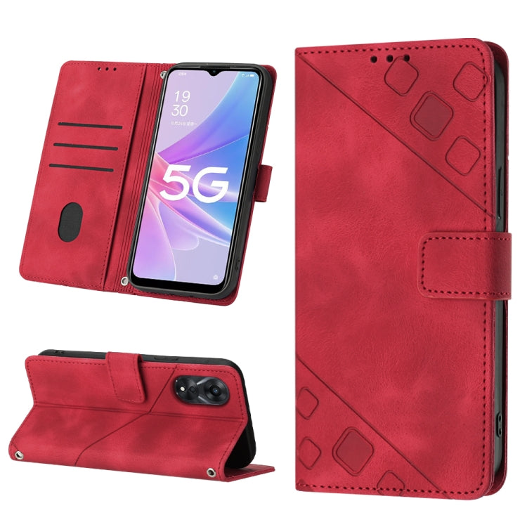 Skin-feel Embossed Leather Phone Case, For OPPO Reno6 5G, For OPPO A9 2020 / A5 2020 / A11X, For OPPO A16 / A54S, For OPPO A16K, For OPPO A57 5G 2022 / Realme V23 / Narzo 50 5G / A77 5G / K10 5G Global / A57 4G / V23i, For OPPO A57E 5G, For OPPO A58 5G...