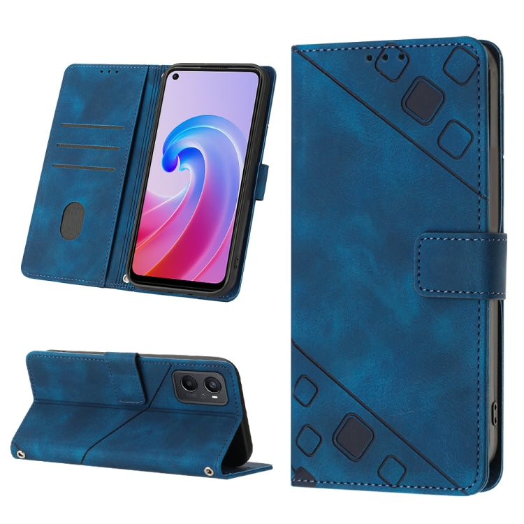 Skin-feel Embossed Leather Phone Case, For OPPO Reno6 5G, For OPPO A9 2020 / A5 2020 / A11X, For OPPO A16 / A54S, For OPPO A16K, For OPPO A57 5G 2022 / Realme V23 / Narzo 50 5G / A77 5G / K10 5G Global / A57 4G / V23i, For OPPO A57E 5G, For OPPO A58 5G...