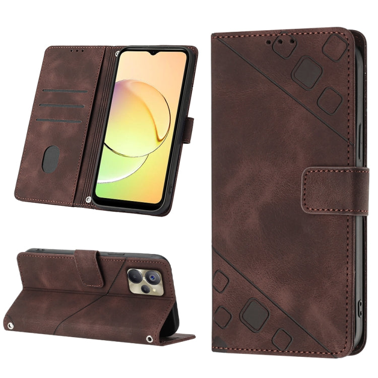 Skin-feel Embossed Leather Phone Case, For OPPO A96 5G / Reno7z / Reno7 Lite 5G / F21 Pro 5G / Reno8 z / OnePlus Nord N20, For OPPO K10X / Realme 9 Pro, For Realme 10, For Realme 10 5G, For Realme 10 Pro, For Realme C11, For Realme C33                 ...
