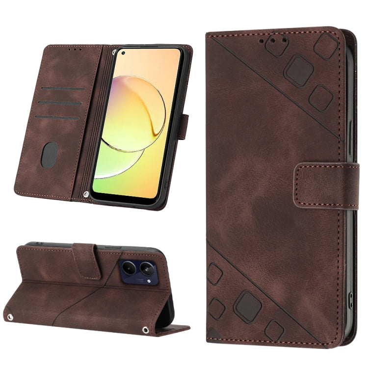 Skin-feel Embossed Leather Phone Case, For OPPO A96 5G / Reno7z / Reno7 Lite 5G / F21 Pro 5G / Reno8 z / OnePlus Nord N20, For OPPO K10X / Realme 9 Pro, For Realme 10, For Realme 10 5G, For Realme 10 Pro, For Realme C11, For Realme C33                 ...