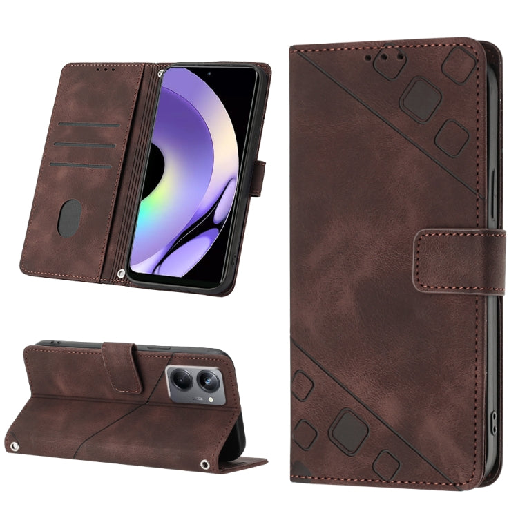 Skin-feel Embossed Leather Phone Case, For OPPO A96 5G / Reno7z / Reno7 Lite 5G / F21 Pro 5G / Reno8 z / OnePlus Nord N20, For OPPO K10X / Realme 9 Pro, For Realme 10, For Realme 10 5G, For Realme 10 Pro, For Realme C11, For Realme C33                 ...