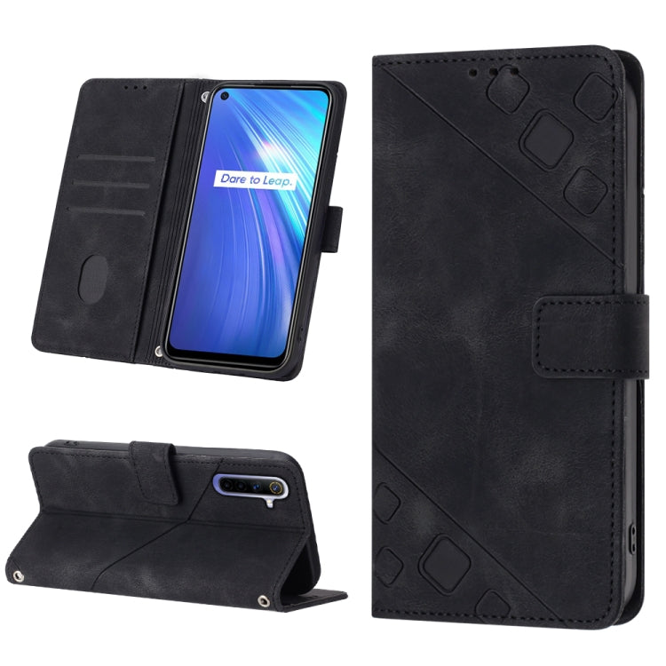 Skin-feel Embossed Leather Phone Case, For Realme 6, For Realme 6 Pro, For OPPO Reno5 A, For OPPO Reno9 Pro+, For OPPO Reno4, For OPPO Reno5 4G / Reno5 5G, For OPPO Reno6 4G, For OPPO Reno8 T 5G/A1 Pro 5G Global