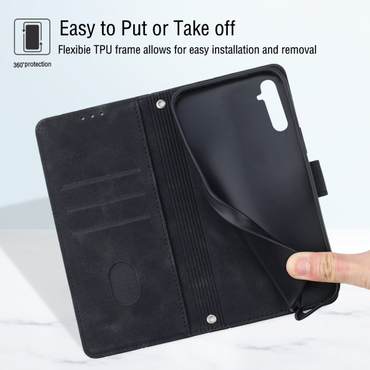 Skin-feel Embossed Leather Phone Case, For Realme 6, For Realme 6 Pro, For OPPO Reno5 A, For OPPO Reno9 Pro+, For OPPO Reno4, For OPPO Reno5 4G / Reno5 5G, For OPPO Reno6 4G, For OPPO Reno8 T 5G/A1 Pro 5G Global