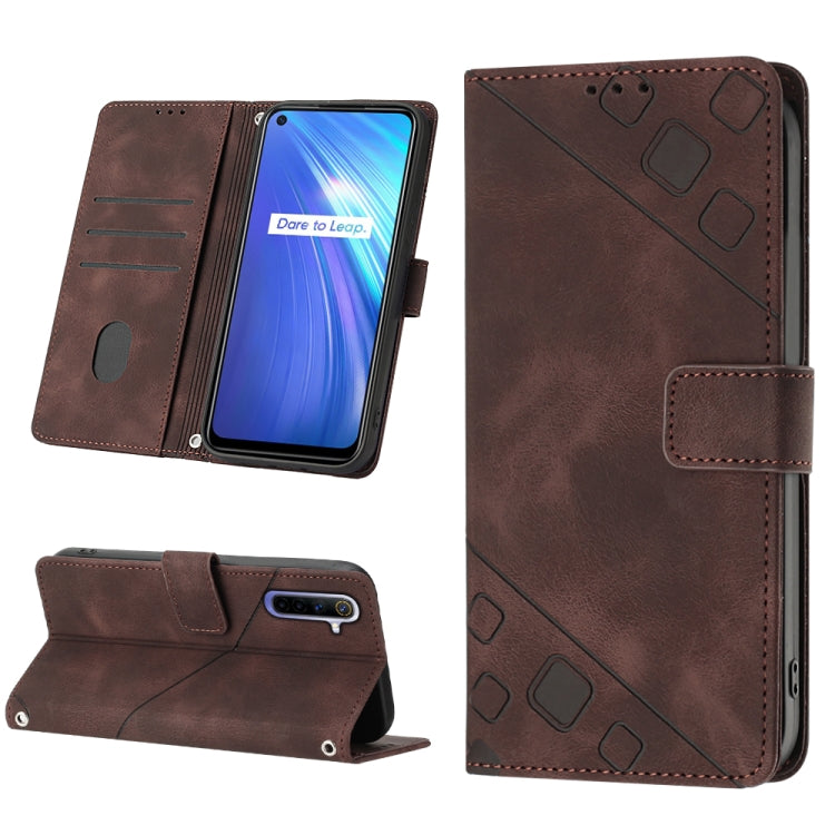 Skin-feel Embossed Leather Phone Case, For Realme 6, For Realme 6 Pro, For OPPO Reno5 A, For OPPO Reno9 Pro+, For OPPO Reno4, For OPPO Reno5 4G / Reno5 5G, For OPPO Reno6 4G, For OPPO Reno8 T 5G/A1 Pro 5G Global