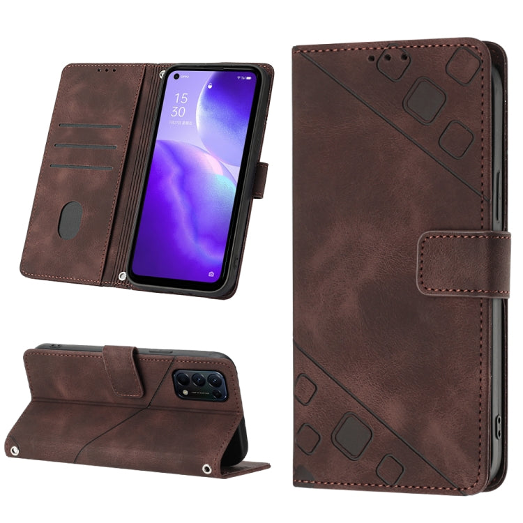 Skin-feel Embossed Leather Phone Case, For Realme 6, For Realme 6 Pro, For OPPO Reno5 A, For OPPO Reno9 Pro+, For OPPO Reno4, For OPPO Reno5 4G / Reno5 5G, For OPPO Reno6 4G, For OPPO Reno8 T 5G/A1 Pro 5G Global
