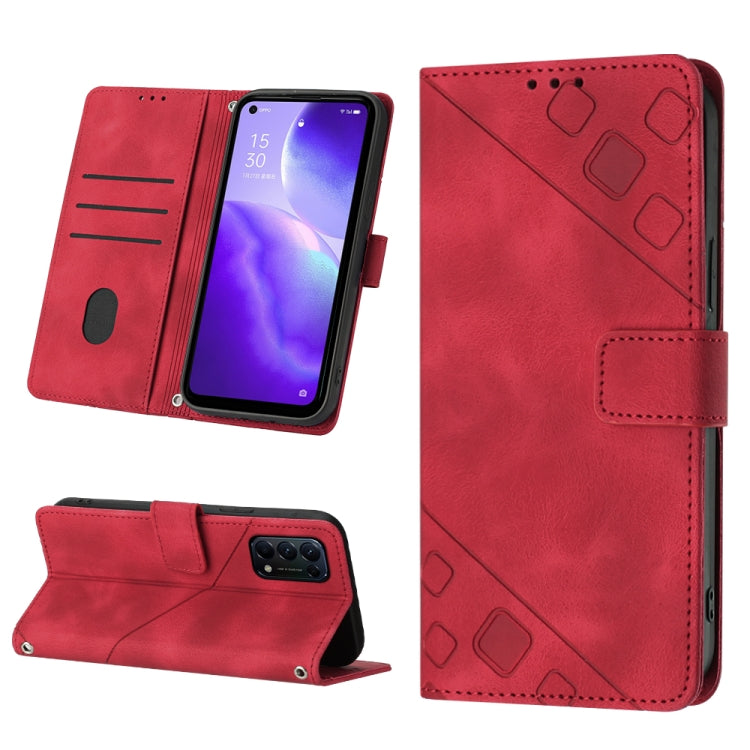 Skin-feel Embossed Leather Phone Case, For Realme 6, For Realme 6 Pro, For OPPO Reno5 A, For OPPO Reno9 Pro+, For OPPO Reno4, For OPPO Reno5 4G / Reno5 5G, For OPPO Reno6 4G, For OPPO Reno8 T 5G/A1 Pro 5G Global
