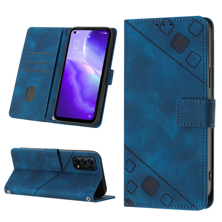 Skin-feel Embossed Leather Phone Case, For Realme 6, For Realme 6 Pro, For OPPO Reno5 A, For OPPO Reno9 Pro+, For OPPO Reno4, For OPPO Reno5 4G / Reno5 5G, For OPPO Reno6 4G, For OPPO Reno8 T 5G/A1 Pro 5G Global